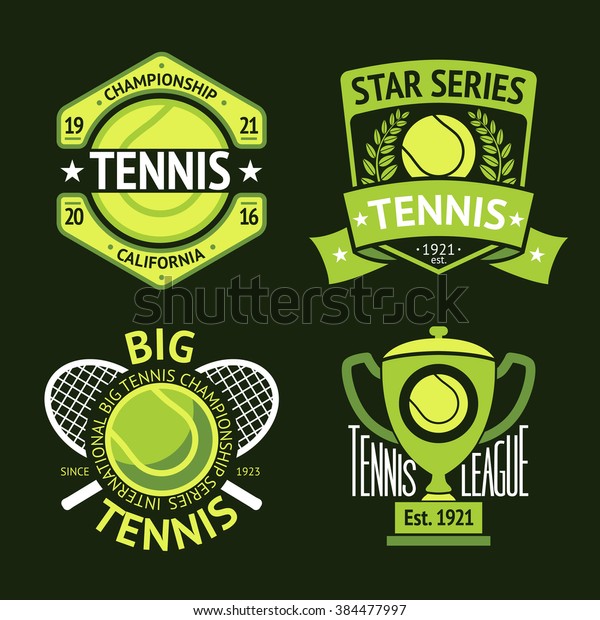 Set Old Style Tennis Labels Ball Stock Vector (Royalty Free) 384477997