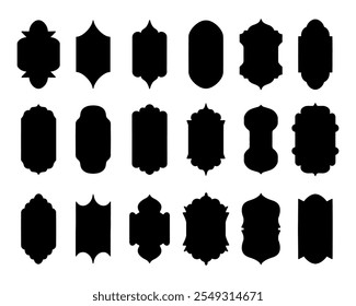 Conjunto de antiguas formas islámicas tradicionales. Insignias árabes musulmanas. Formas de ventana de Vector. Marcos decorativos. Puertas o arcos de Ramadán