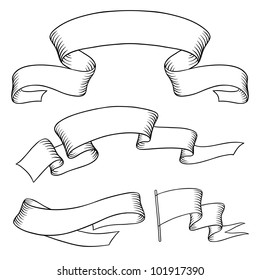 Set old vector banners hand drawn style