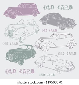 Set old vintage cars