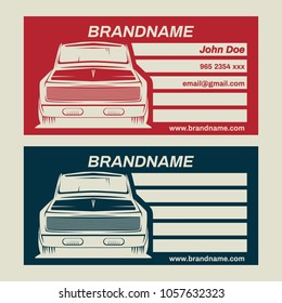 Set old vintage classic car auto shop business or member card vector design illustration