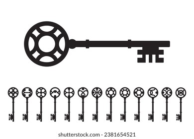 Set of old vintage keys vector illustration