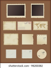 Set Of Old Vintage Paper. Digital Scrapbook Elements For Design