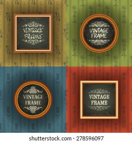 Set of old wallpaper with vintage frame