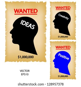 set of  old wanted paper,antique page , wanted  sheets ,vintage wanted poster ,create old  papers