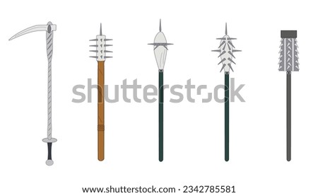 set of old weapons. white background