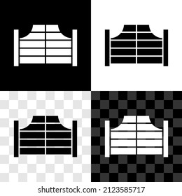 Set Old western swinging saloon door icon isolated on black and white, transparent background.  Vector