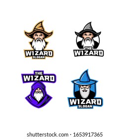 set of old wizard logo icon design vector