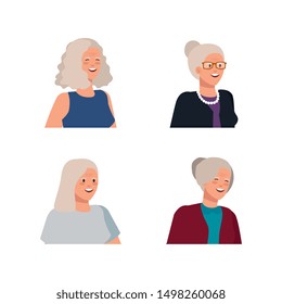 set of old women with blouse and casual clothes