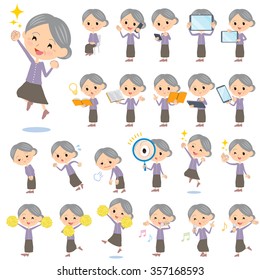 A set of old women with digital equipment such as smartphones.There are actions that express emotions.
It's vector art so it's easy to edit.