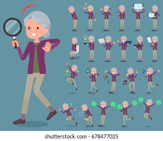 A set of old women with digital equipment such as smartphones.
There are actions that express emotions.
It's vector art so it's easy to edit.