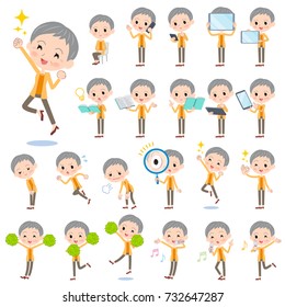 A set of old women with digital equipment such as smartphones.
There are actions that express emotions.
It's vector art so it's easy to edit.