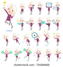 A set of old women with digital equipment such as smartphones.
There are actions that express emotions.
It's vector art so it's easy to edit.