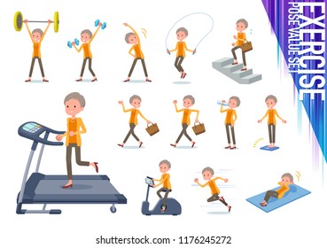 A set of old women on exercise and sports.There are various actions to move the body healthy.It's vector art so it's easy to edit.