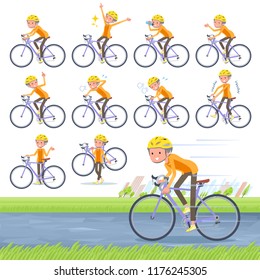 A set of old women on a road bike.There is an action that is enjoying.It's vector art so it's easy to edit.