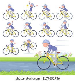 A set of old women on a road bike.There is an action that is enjoying.It's vector art so it's easy to edit.