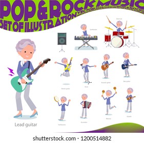 A set of old women playing rock 'n' roll and pop music.There are also various instruments such as ukulele and tambourine.It's vector art so it's easy to edit.