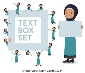 A set of old women wearing hijab with a message board.Since each is divided, you can move it freely.It's vector art so it's easy to edit.