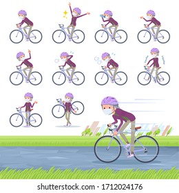 A set of old women wearing mask on a road bike.There is an action that is enjoying.It's vector art so it's easy to edit.