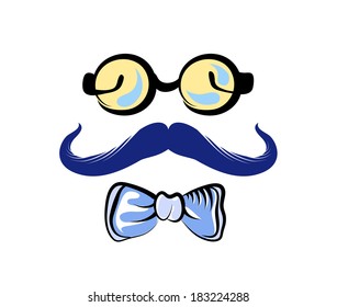 Set of old-fashioned attributes of retro gentleman.