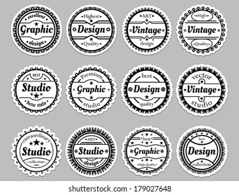 Set old-fashioned icons "Premium, design, vector, graphic"