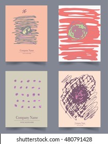 set of old-fashioned original cards with fingers drawn doodle surface made with ink template for placards announcement advertisement and banner layout banner banner poster banner poster card poster po