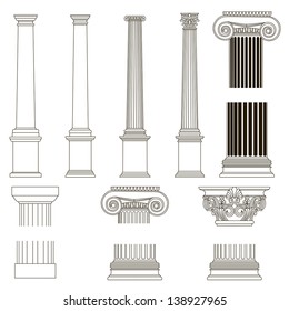 set of old-style greece column. eps10 vector illustration