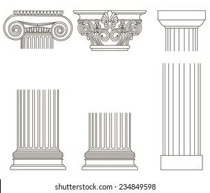 Set of old-style greece column. eps10 vector illustration