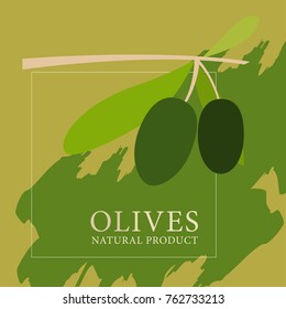 Set of olive banner labels.