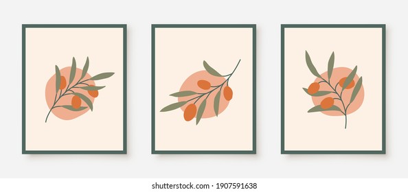 set of olive branch art frame