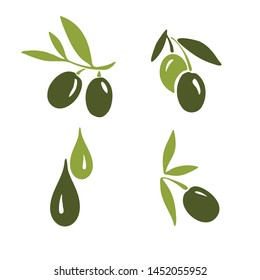 Conjunto de iconos de la rama de olivo. Ilustración del vector, EPS 10
