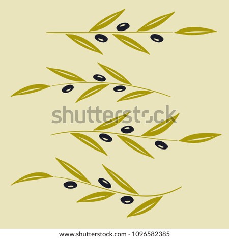 Set of olive branch sign. Symbol of peace. 