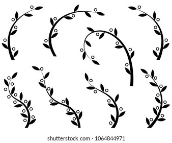 set of olive branches on white background