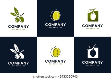 set of olive oil , extraction , beauty virgin , logo design inspiration.