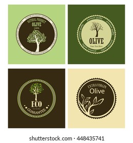 set of olive oil label tree. Vector