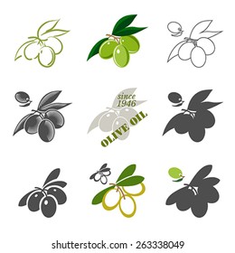 Set of olive oil labels,logos and design elements. 