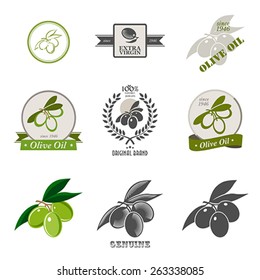 Set of olive oil labels,logos and design elements. 