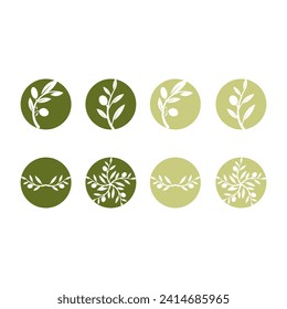conjunto de iconos del logotipo del aceite de oliva ilustración vectorial
