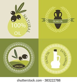 Set of olive oil logos for design organic cosmetic, health food and company name.  Flat icons