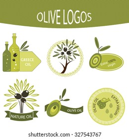 Set of olive oil logos, labels, badges.