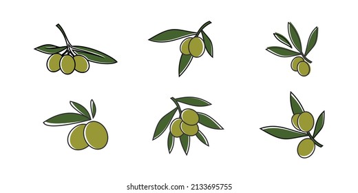 Set of Olive oil vector design concept Premium Vector