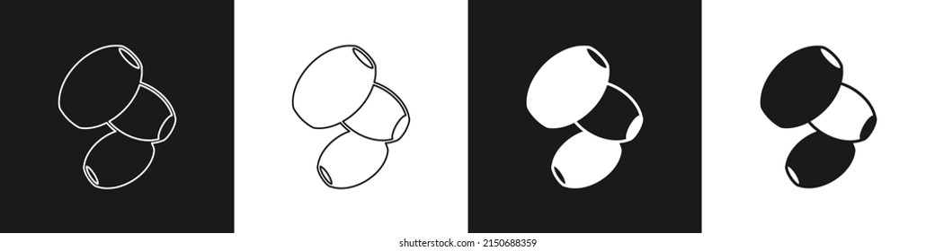 Set Olives icon isolated on black and white background.  Vector