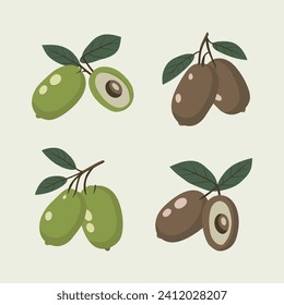 set of olives with leaves