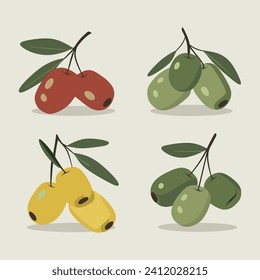 set of olives with leaves