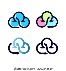 Conjunto de diseños de ilustraciones del logotipo de omega cloud para su empresa o negocio con un estilo moderno y minimalista