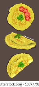 set of omelette vector, omelette illustration