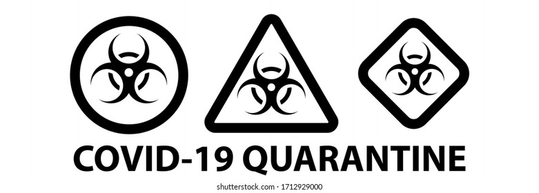 Set on Biohazard or biological threat alert icon. Warning sign of virus. Danger Coronavirus Bio hazard symbol. Vector illustration EPS10.