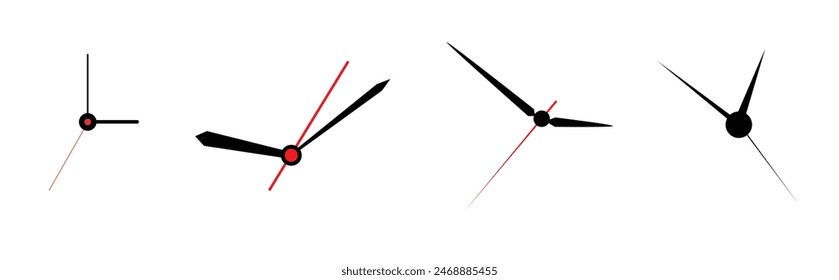 set on clock needle watch dial vector isolated on white