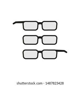 Set on glasses icon on white background. Vector in flat design