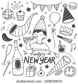 Set on New year doodles